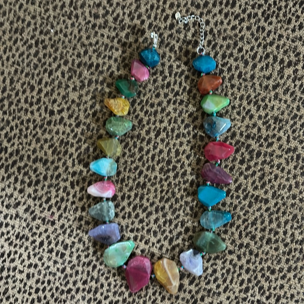 Lucoral Polished Dyed Quartz Teardrop necklace